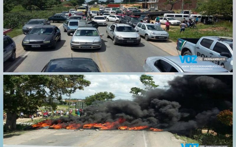 Protesto fecha a PE-90 em Lagoa do Carro